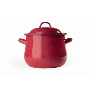 OLLA ESMALTE ROJA BOMBEADA 16CM